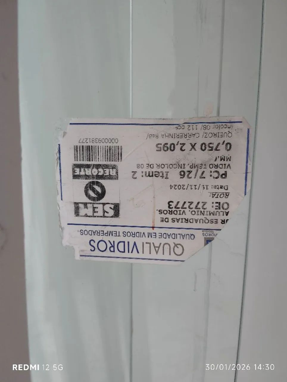 Vidro de varanda 2.0950x0750