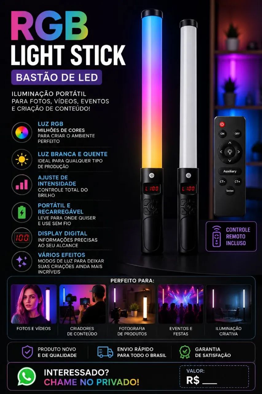 RGB LIGHT STICK - BASTÃO DE LED