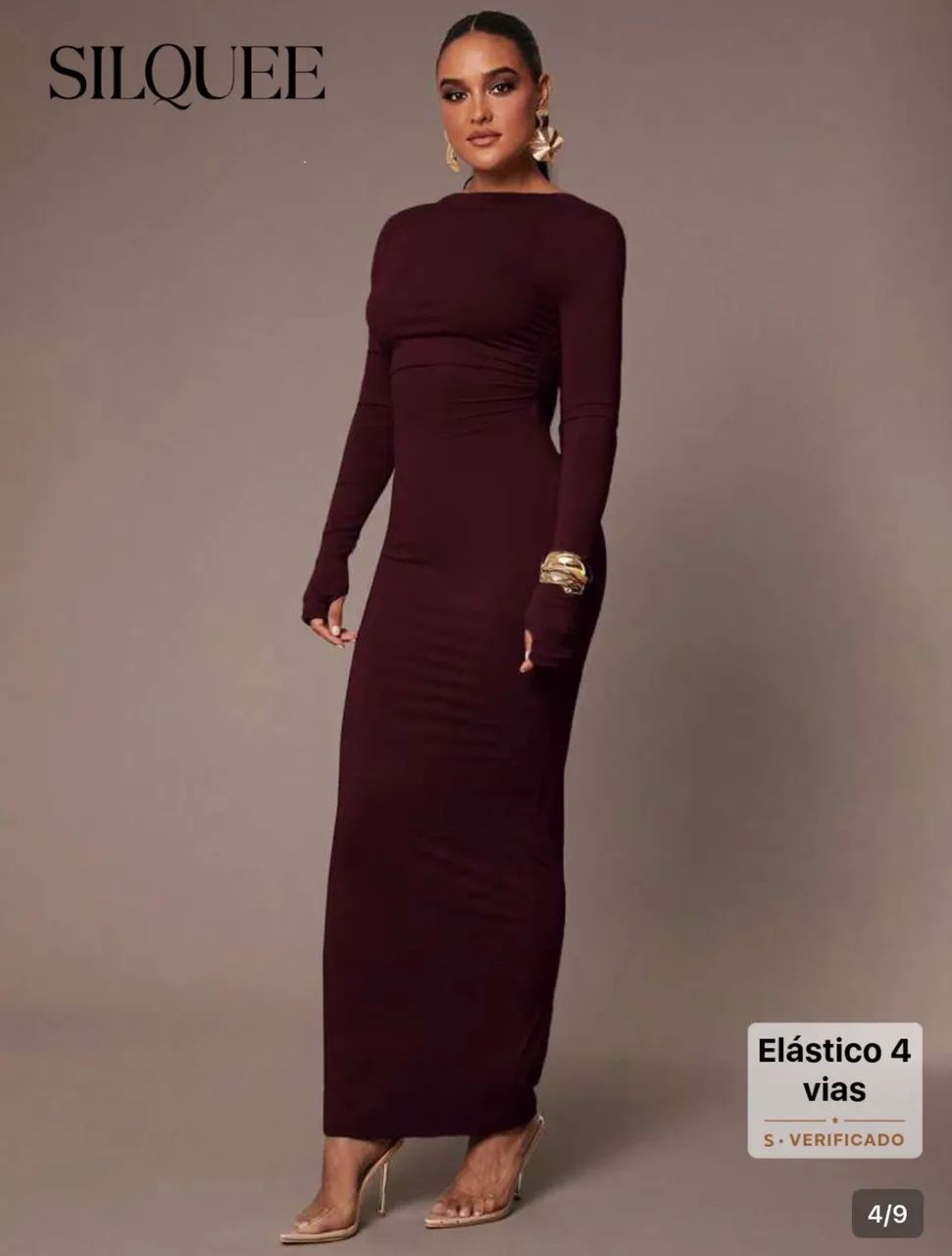 Vestido Marsala com costas nuas - Foto 3