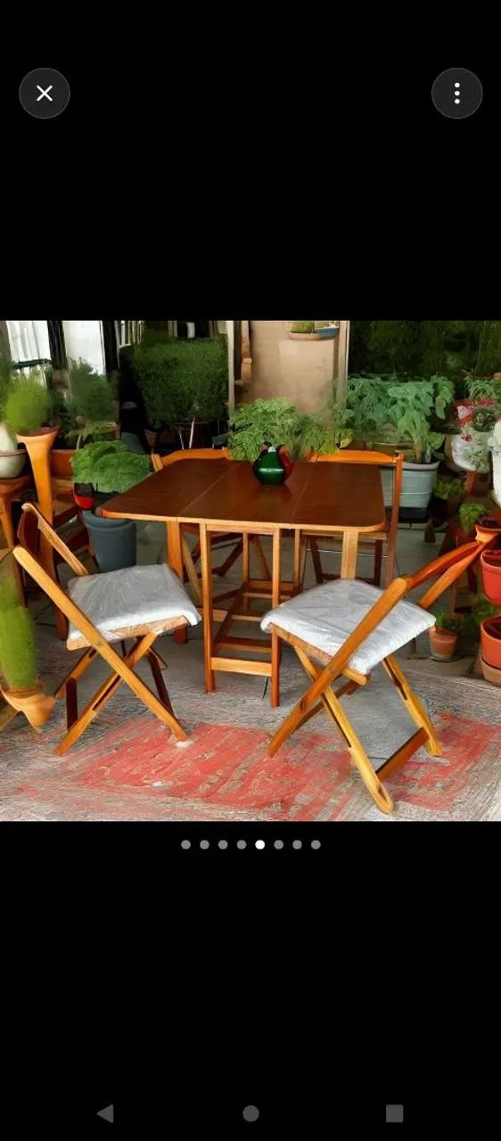 Kit 2 cadeiras e 1 mesa dobrável 