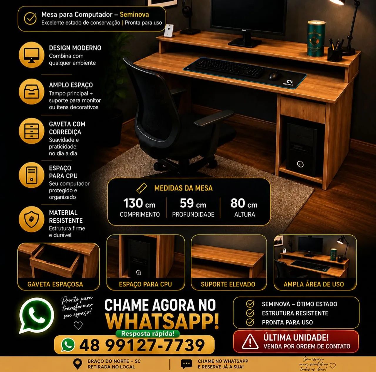 Mesa de MDF 15MM  para Computador  - Foto 2