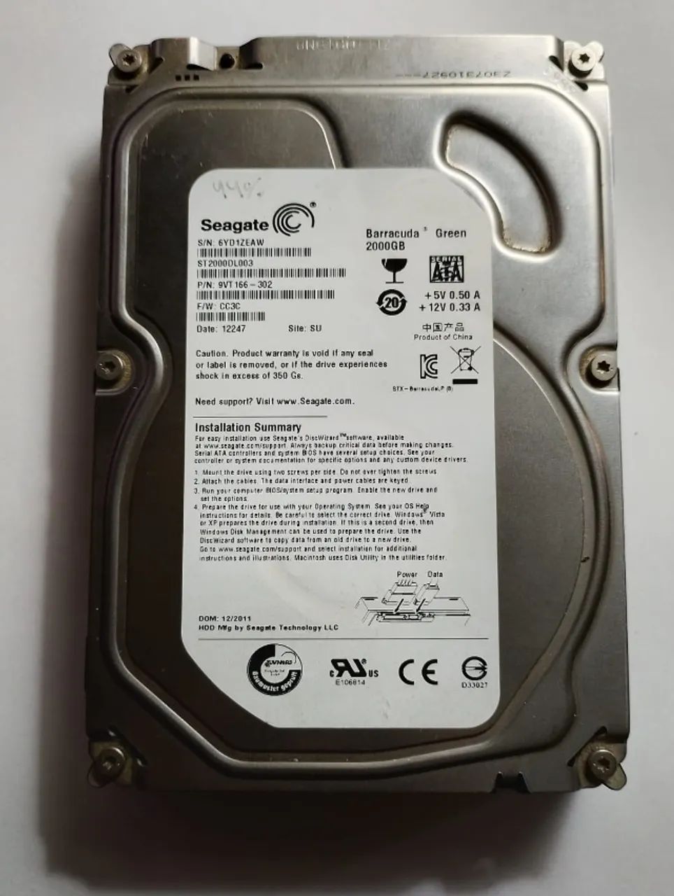 HD Seagate Barracuda Green 2TB - SATA 3.5"