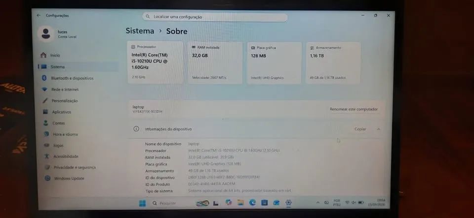 Notebook Vaio FE14- 32gb Ram HyperX, 1,18 Tb de Ssd (Bem conservado, bateria saudavel) - Foto 2