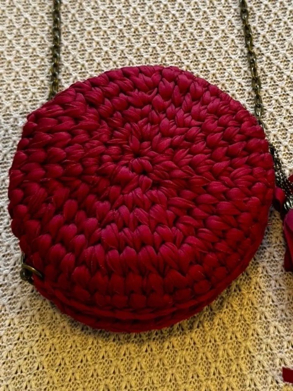 Bolsa de crochê pequena bordô - Foto 3