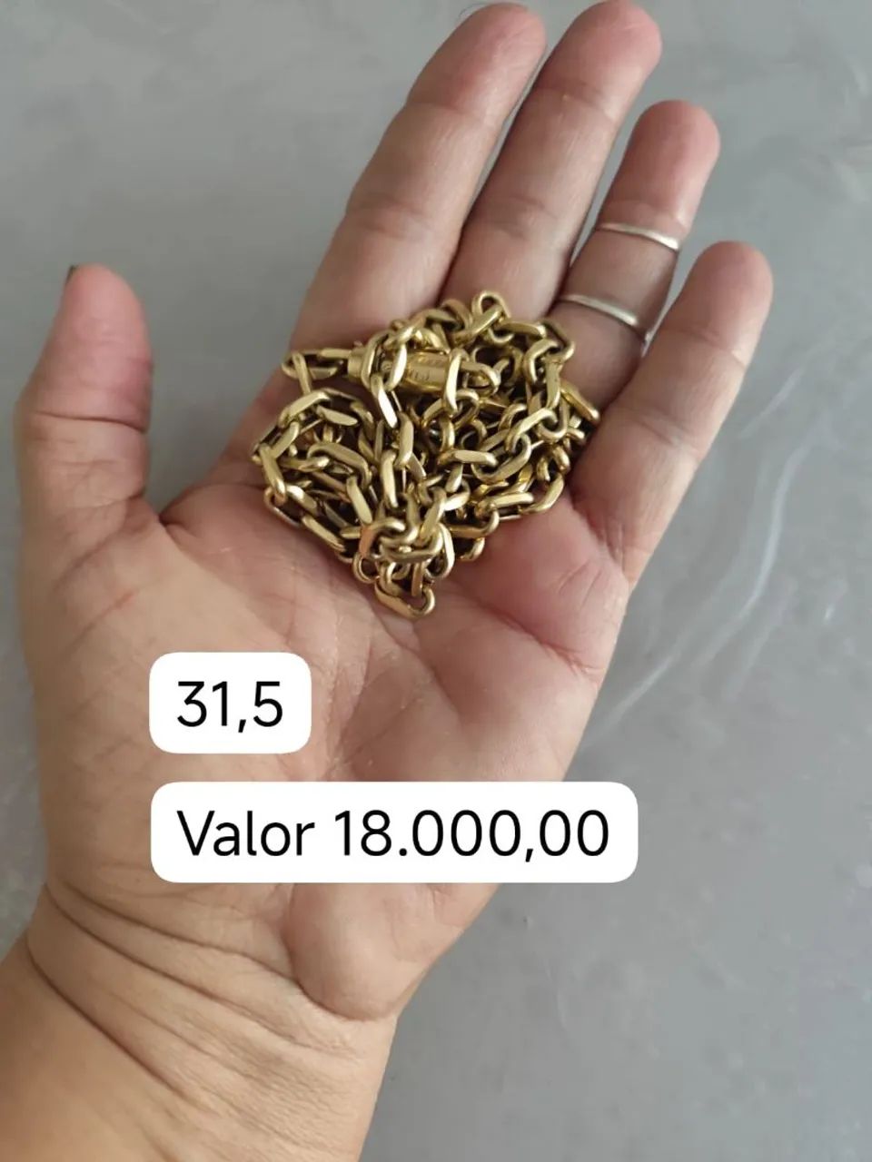 Cordão de ouro 18 com 31,5 G valor 18.000,00