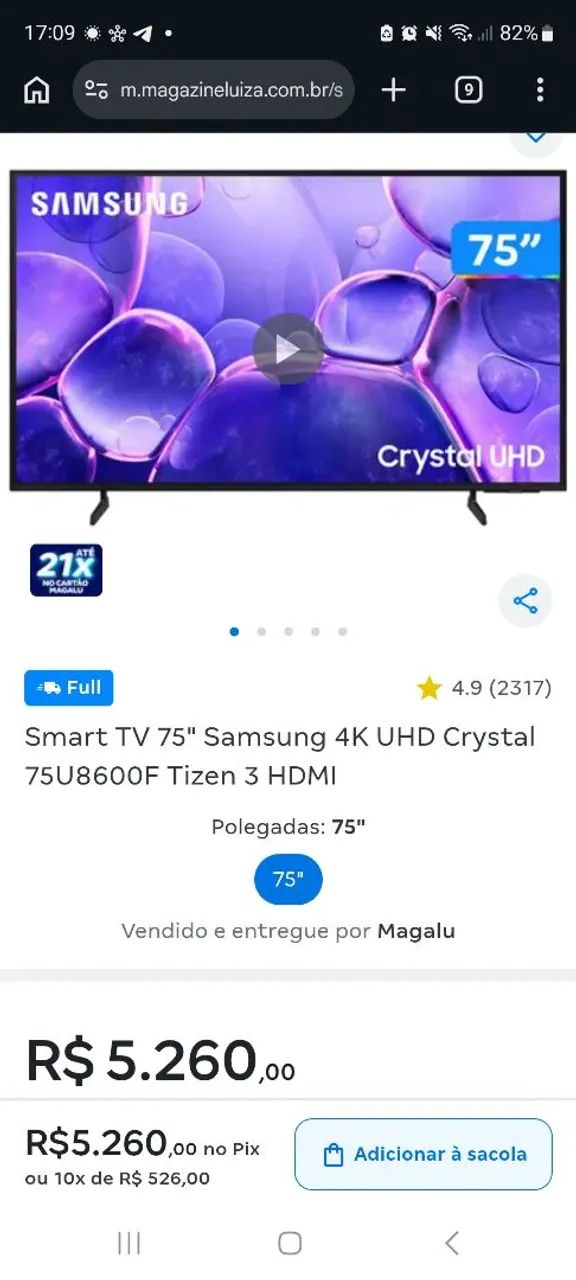 Tv samsung cristal 75 pol - Foto 2