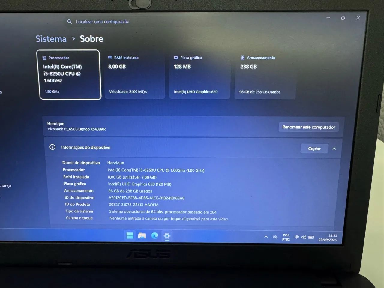 Notebook ASUS Core i5 SSD240GB - Foto 4
