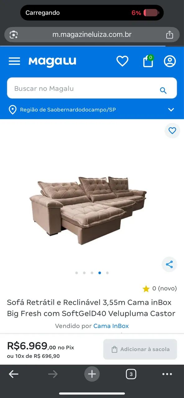 SOFÁ RETRÁTIL E RECLINÁVEL COM CHEISE 3,5x1,8m  - Foto 3
