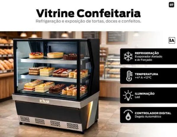 VITRINE REFRIGERADA PARA CONFEITARIA MARCA POLAR NOVA