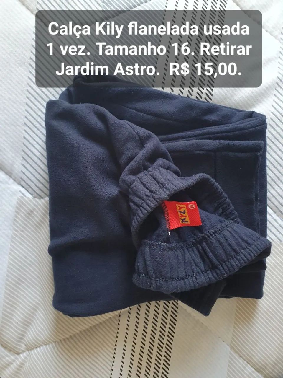 Calça moletom flanelada azul tamanho 16