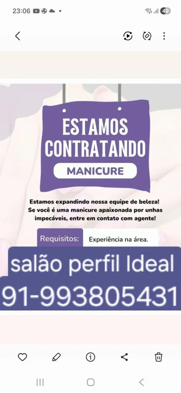 Estamos precisando de Manicure 