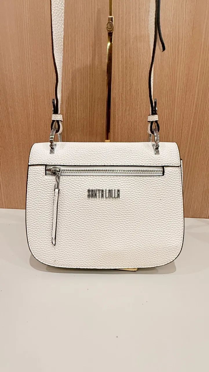 Bolsa Santa Lolla Branca em Couro com Alça Regulável 