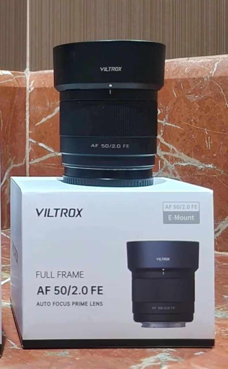 Lente viltrox 50mm F2 completa para sony
