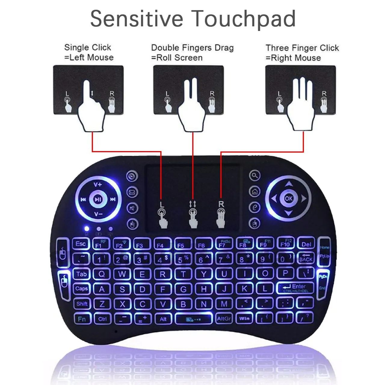 Mini Teclado com TouchPad - Controle sem Fio Wireless com Led LE7716/ KA-1118<br> - Foto 2