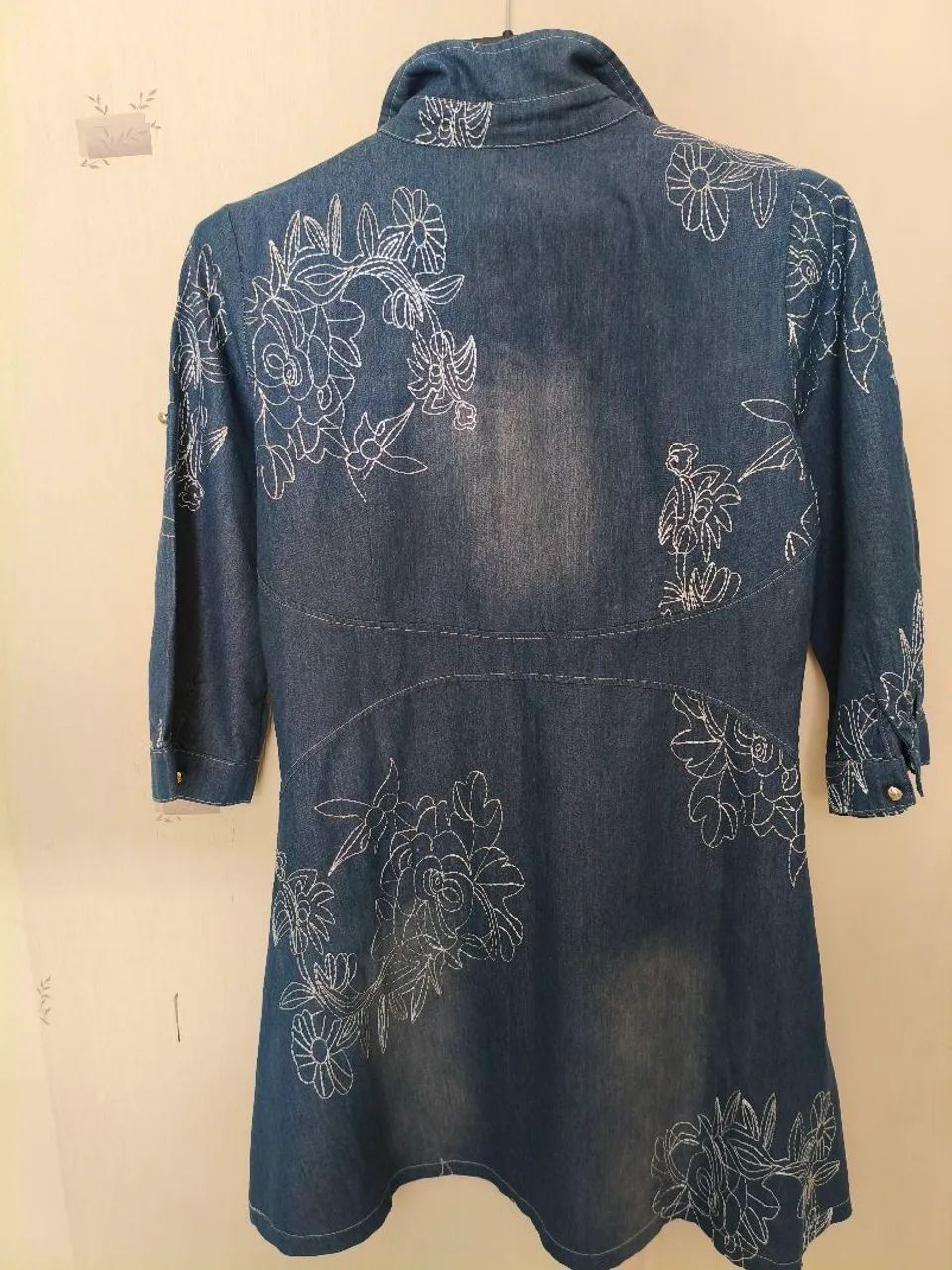 Vestido JEANS importado acinturado Tam 44 - Foto 4