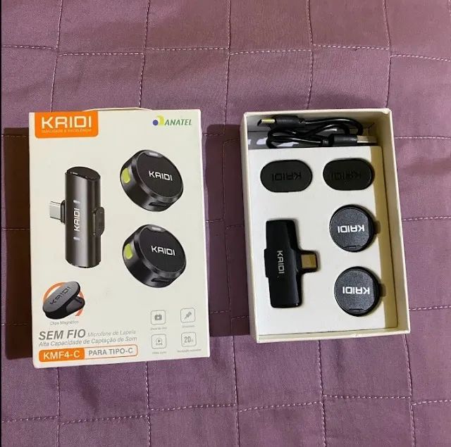 Microfone Sem Fio Kaidi KMF4-C (Tipo-C) - Novo na Caixa