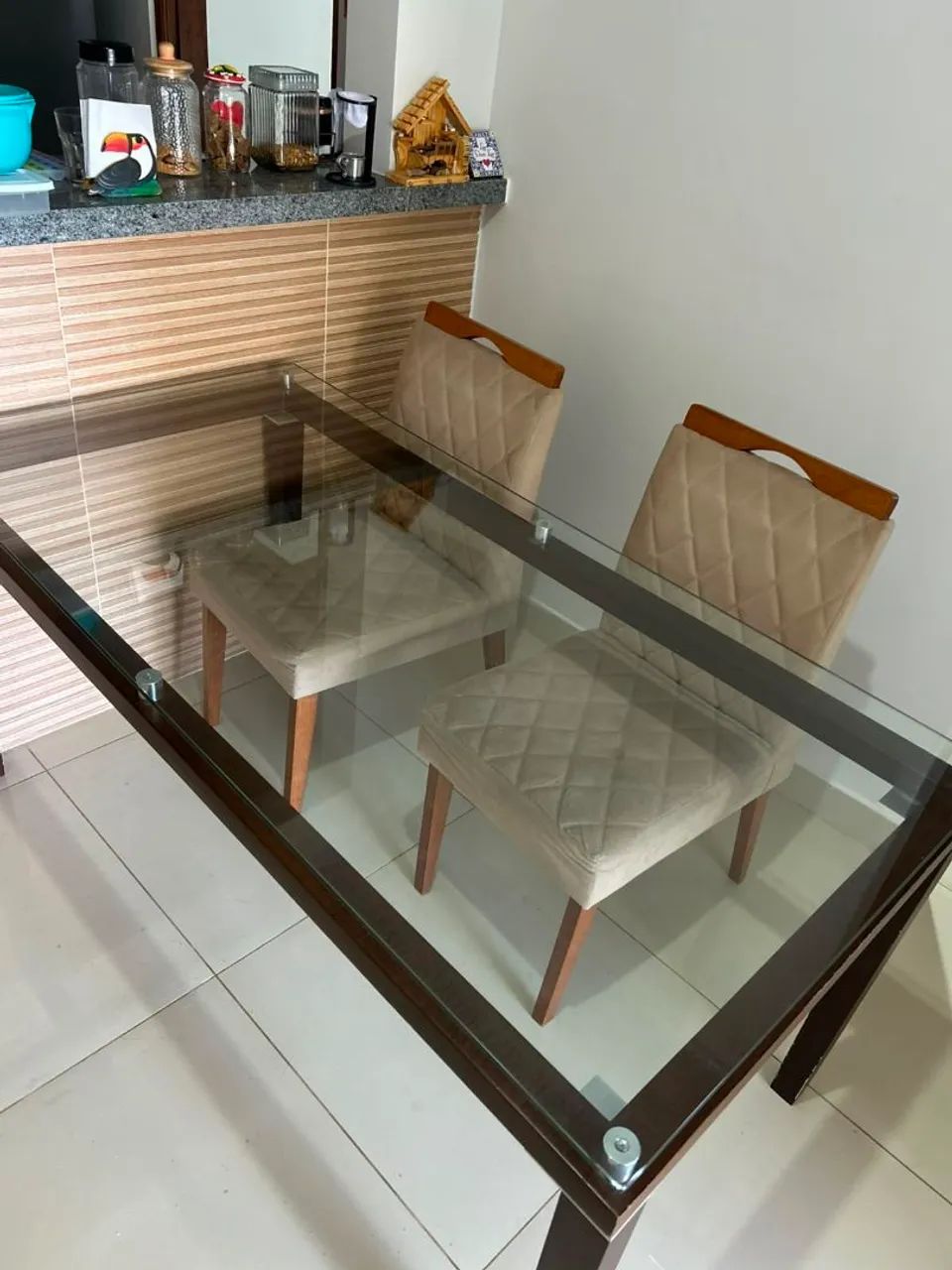 Mesa se vidro 4 cadeiras 