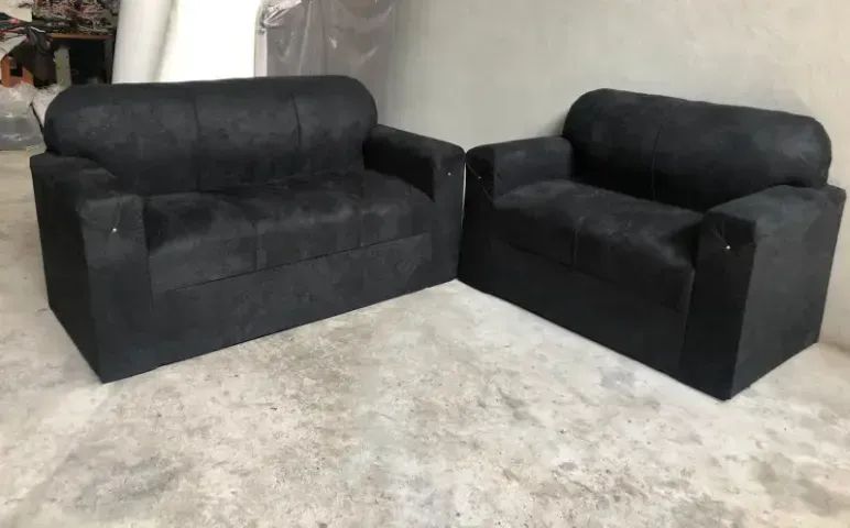 Conjunto Sofá 2x3 Lugares Xaropinho Sued Preto - Entrega Rápida! 