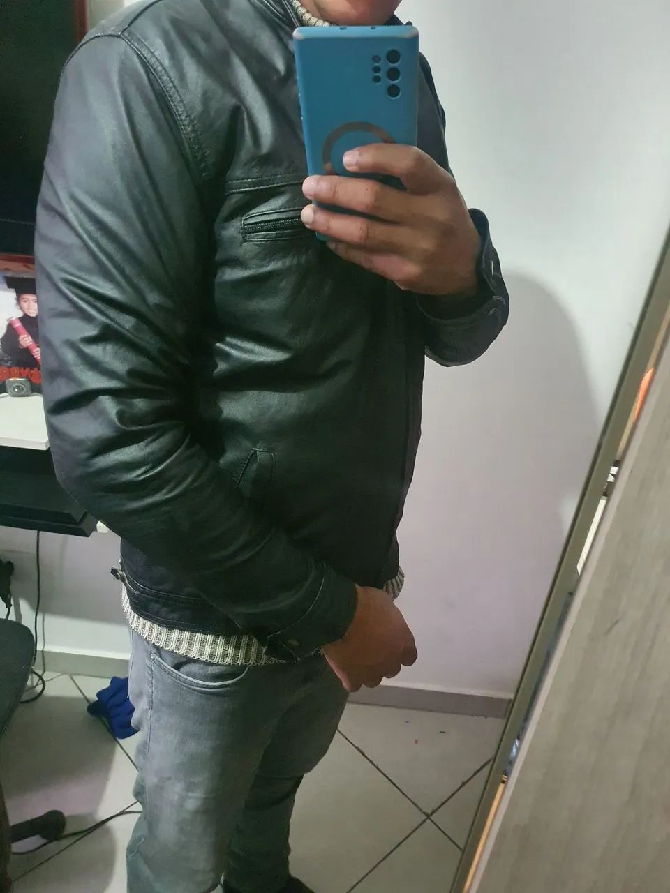 Jaqueta de couro legítimo slim - Foto 3