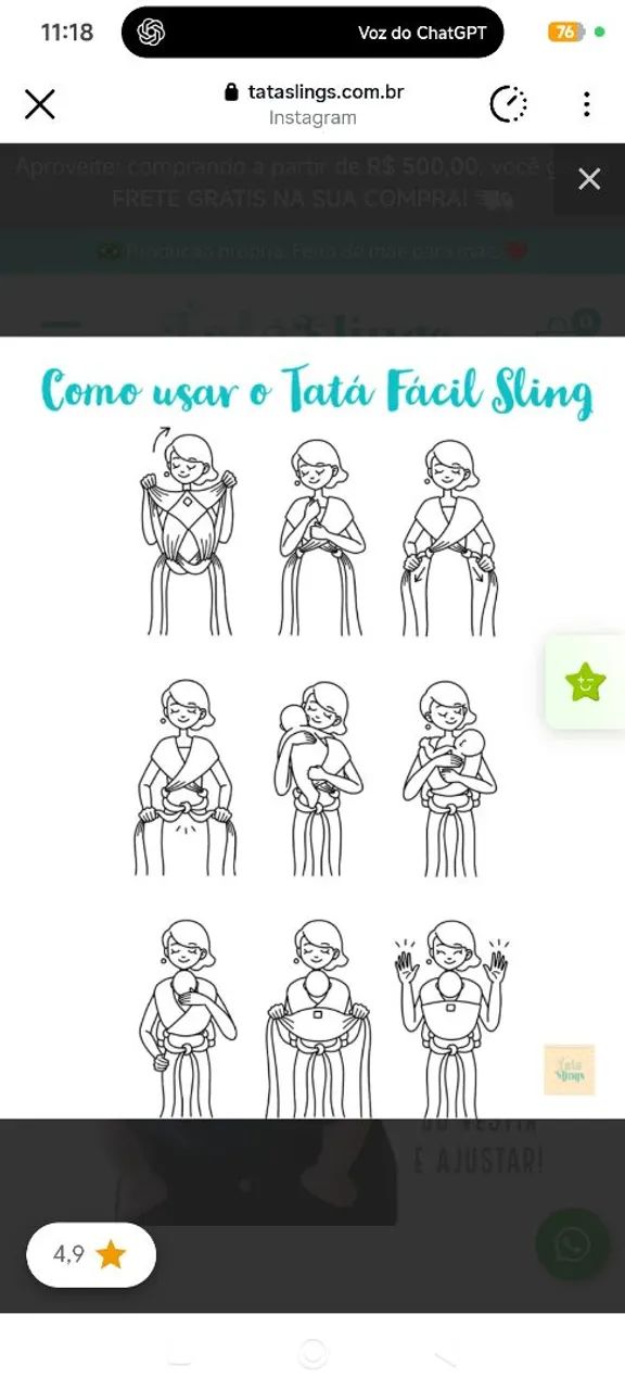 Sling para bebê  - Foto 4