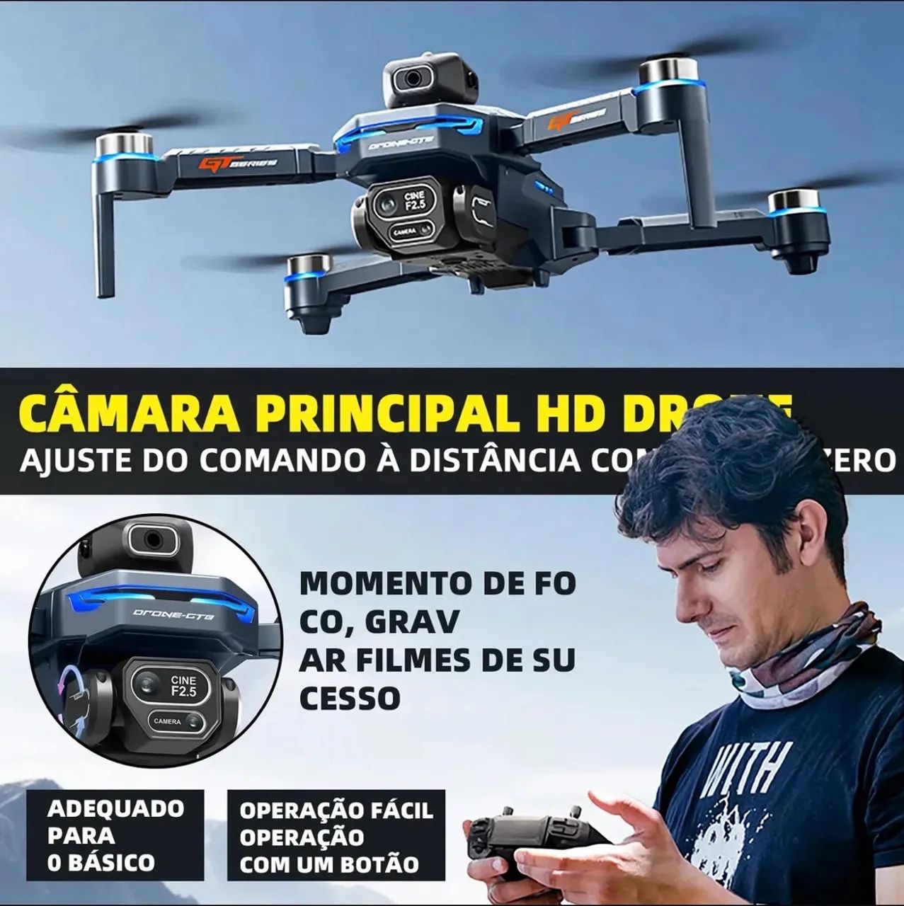 Drone GT8 com 3 baterias  - Foto 5