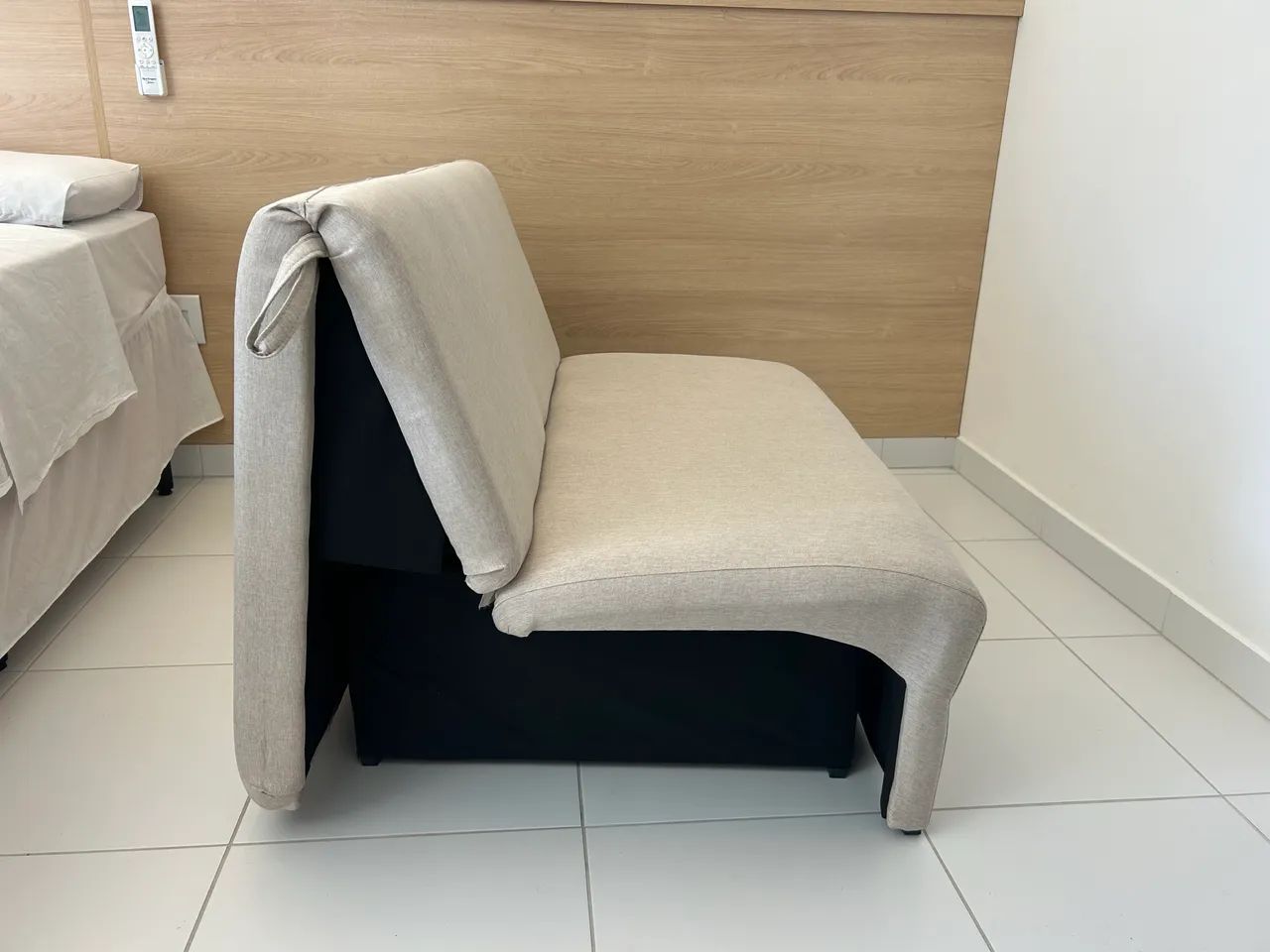 Sofá-cama 113cm Linho Bege - Foto 2