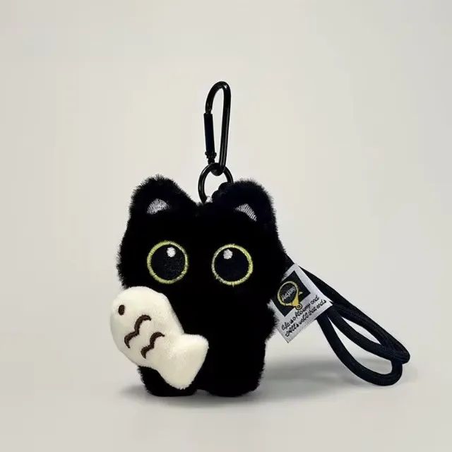 Gatinho Preto com Peixe / Pelúcia Fofa Chaveiro / 3x Unidades Produto Novo / Envio Rápido - Foto 2