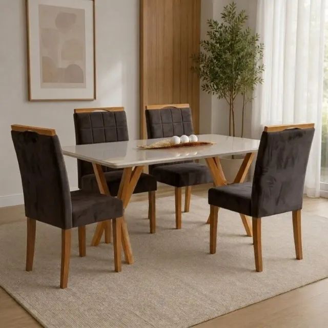 MESA ESSÊNCIA 1,20M COM  4 CADEIRAS  100% MDF. PRONTA ENTREGA.  - Foto 2