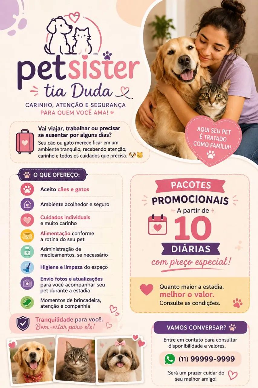 Pet Sister Tia Duda | Hospedagem com Carinho para Cães e Gatos 