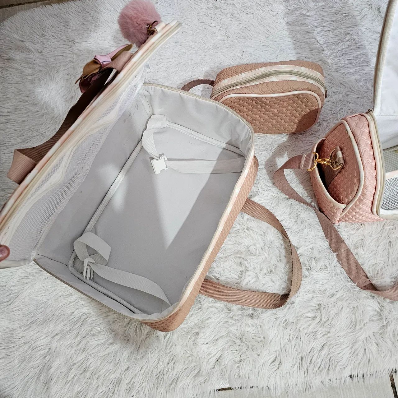 kit bolsa maternidade 3 peças rosa chá - Foto 3