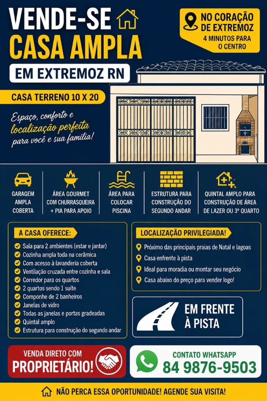 Vende-se casa ou alugar ampla em Extremoz RN 