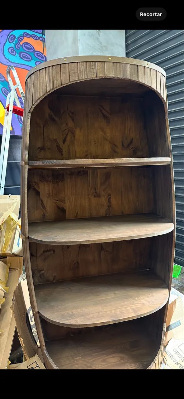 Expositor de produtos em formato de barril madeira maciça. - Foto 4