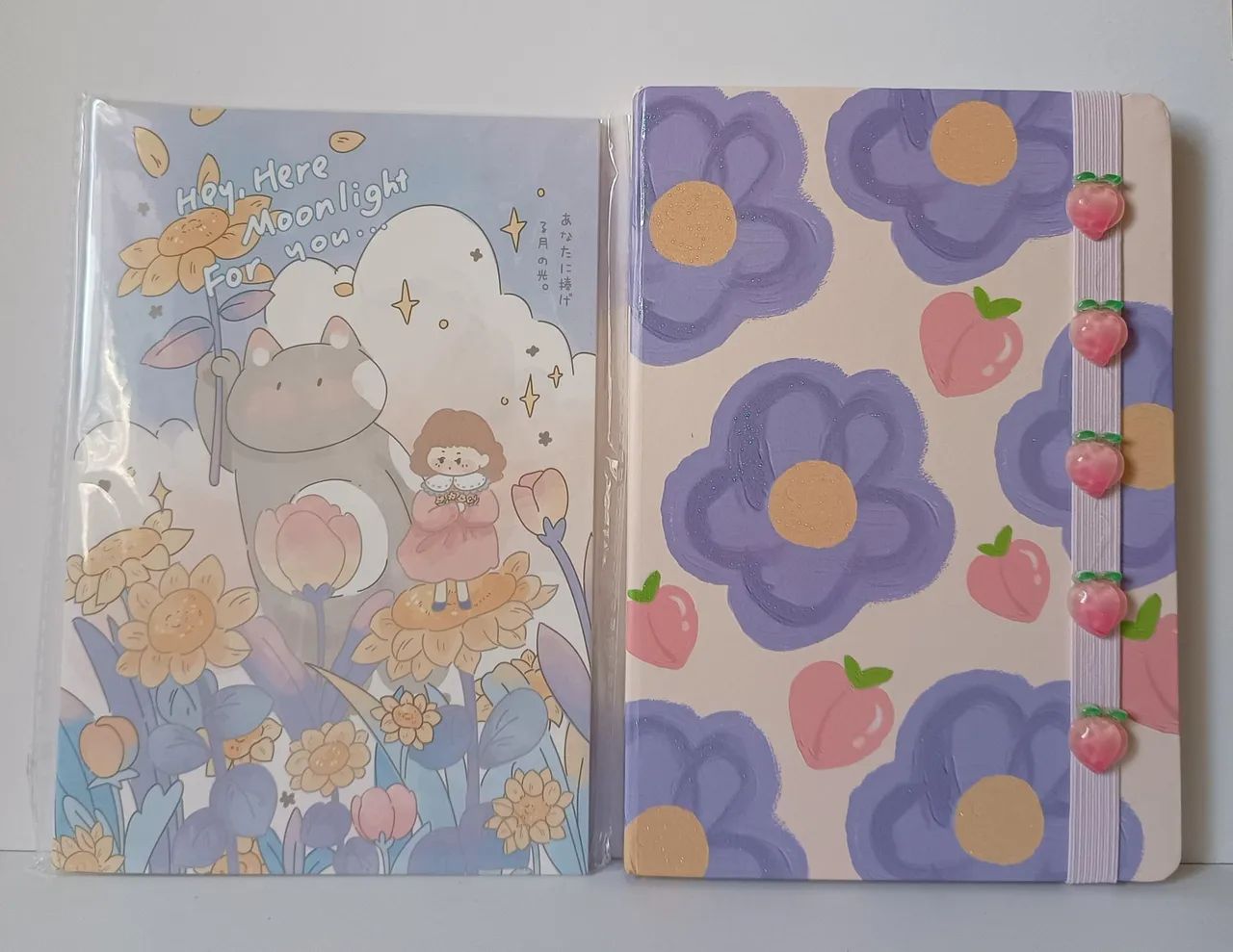 Kit de Papelaria Fofa Pêssegos e Coelho Rosa e Lilás  - Foto 3