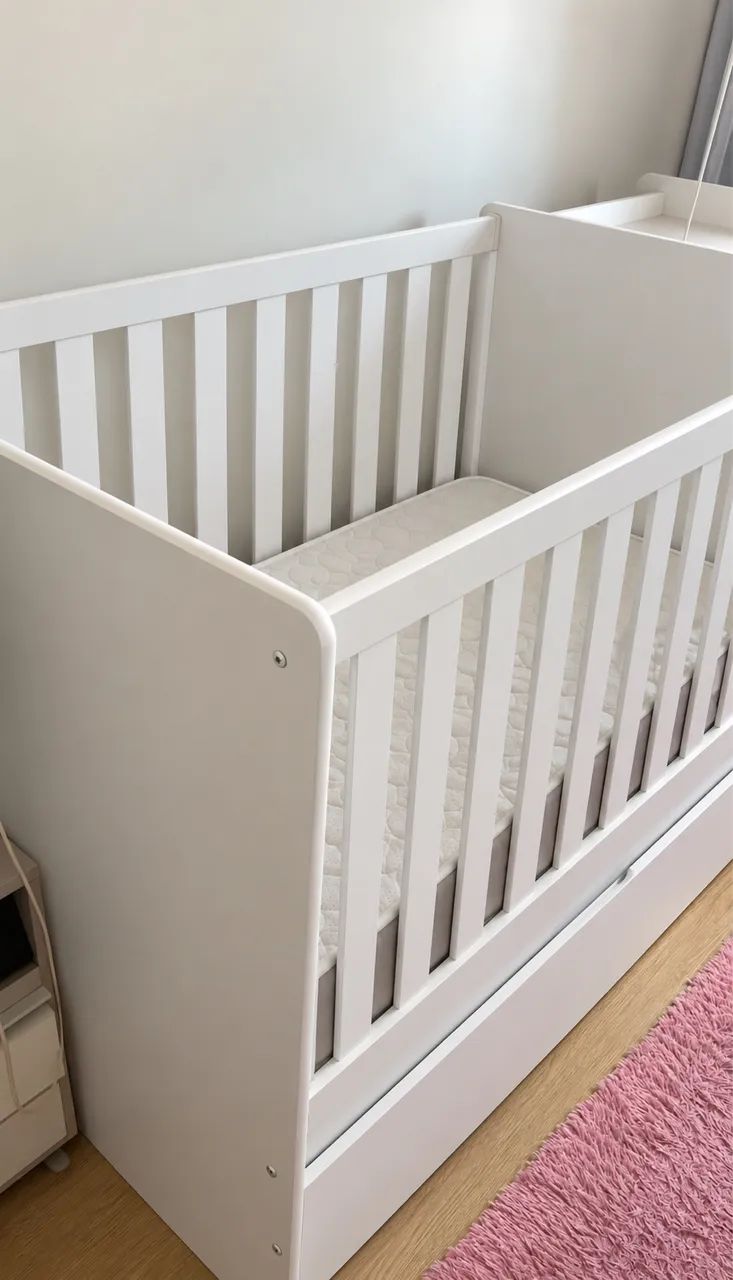 Berço com cama auxiliar e cômoda acoplada - Foto 5