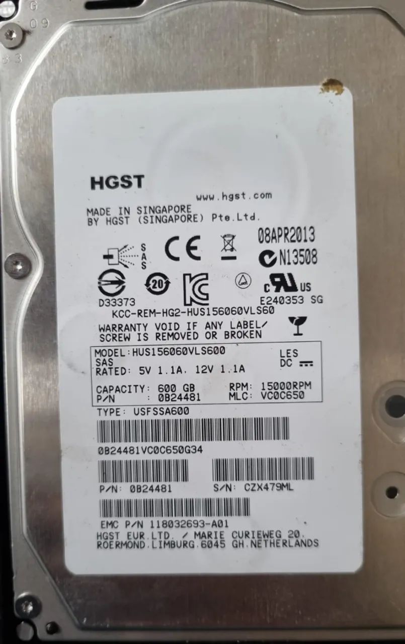 Hd 3.5 600gb Sas 15k a partir EMC Dell Seagate Hgst