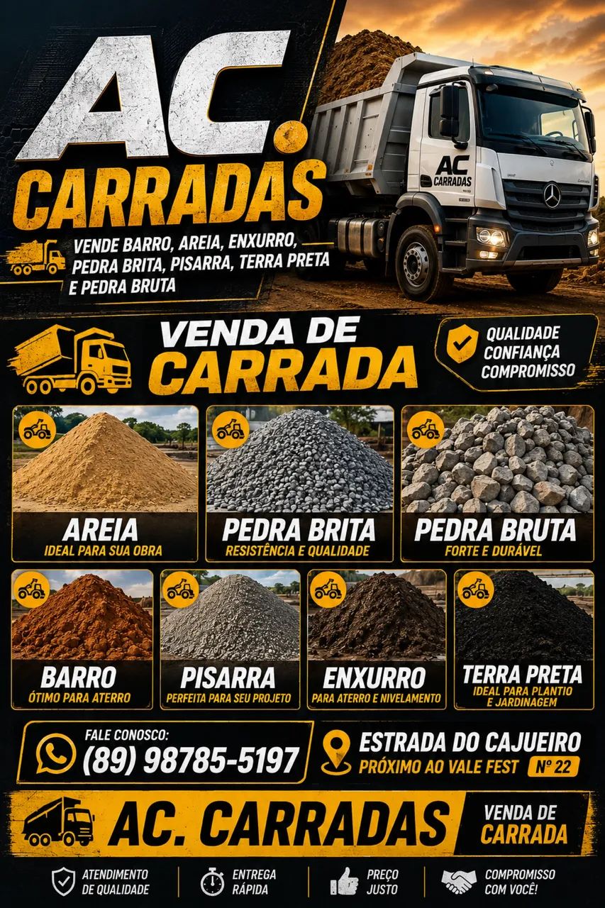 Carradas material de costrução em geral e terra preta 