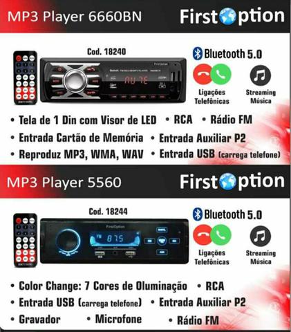 Auto rádio com Bluetooth e controle First option
