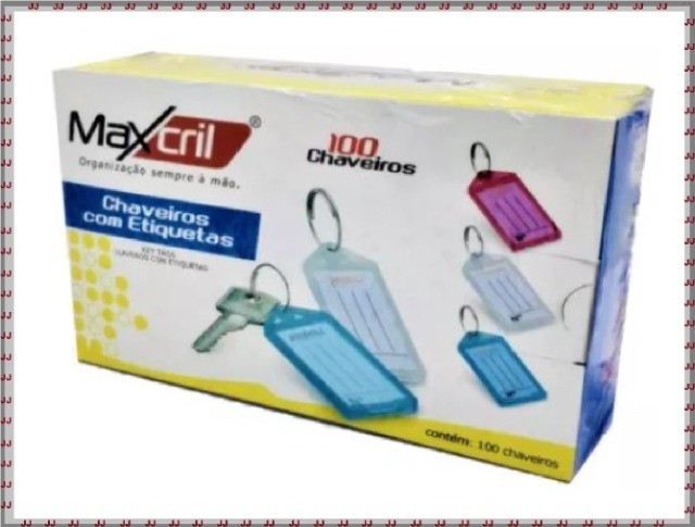 Cx. com 100 unidades - Chaveiro com etiqueta para identificação e organização - Foto 4