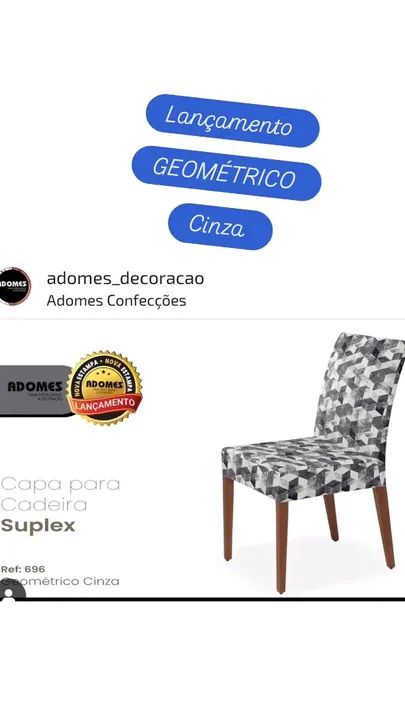 CAPAS PARA CADEIRAS LISAS E ESTAMPADAS  EM MALHA ( CADA)<br> - Foto 2