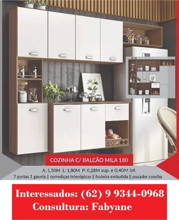 Armario de Cozinha c balcao mila 180 - Foto 2