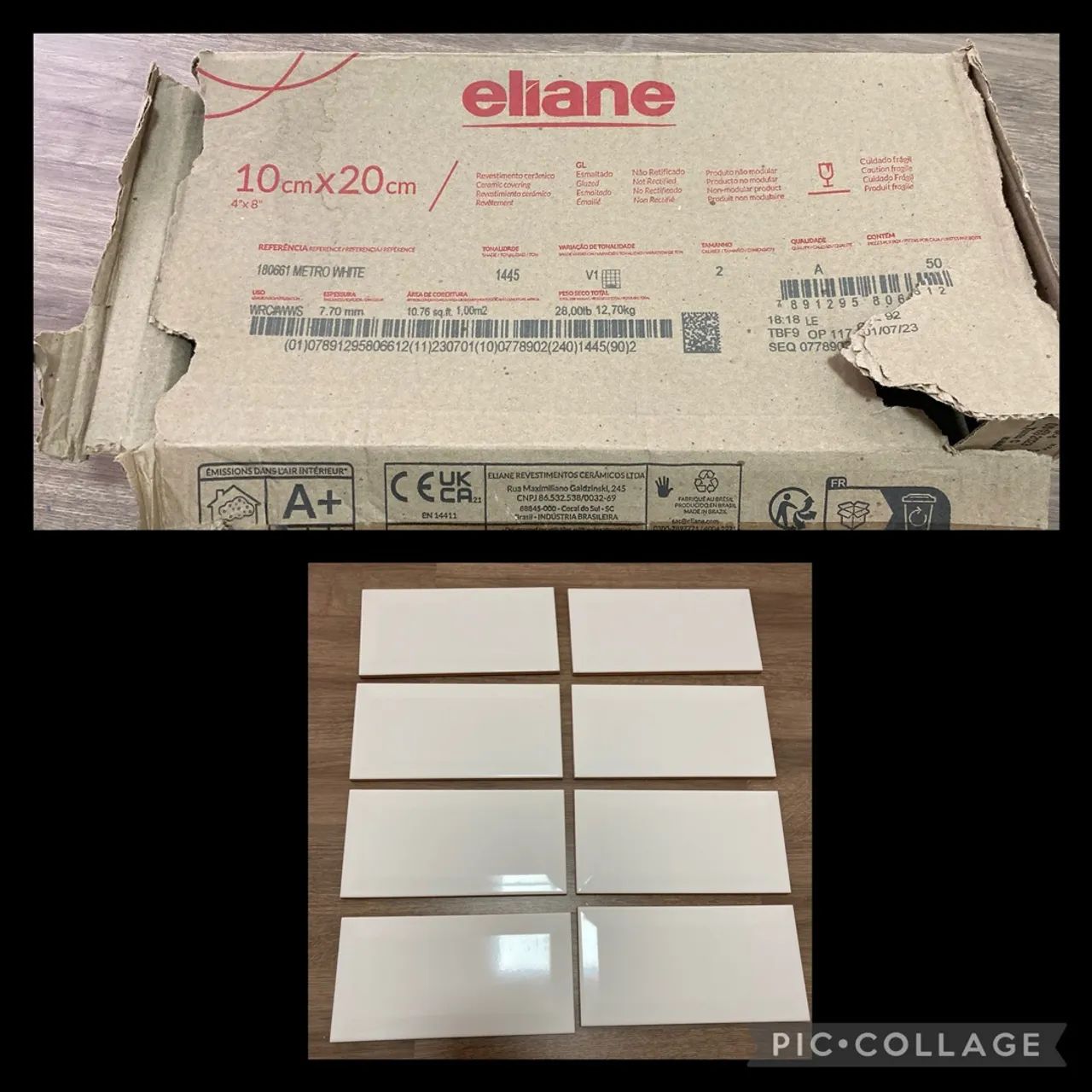 Revestimento Cerâmico Eliane 10x20cm - Branco - Novo