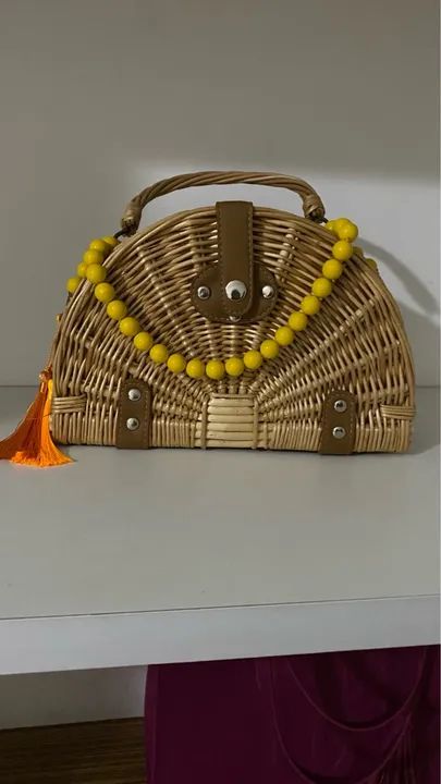 Bolsa de palha com detalhes em miçangas - Foto 5