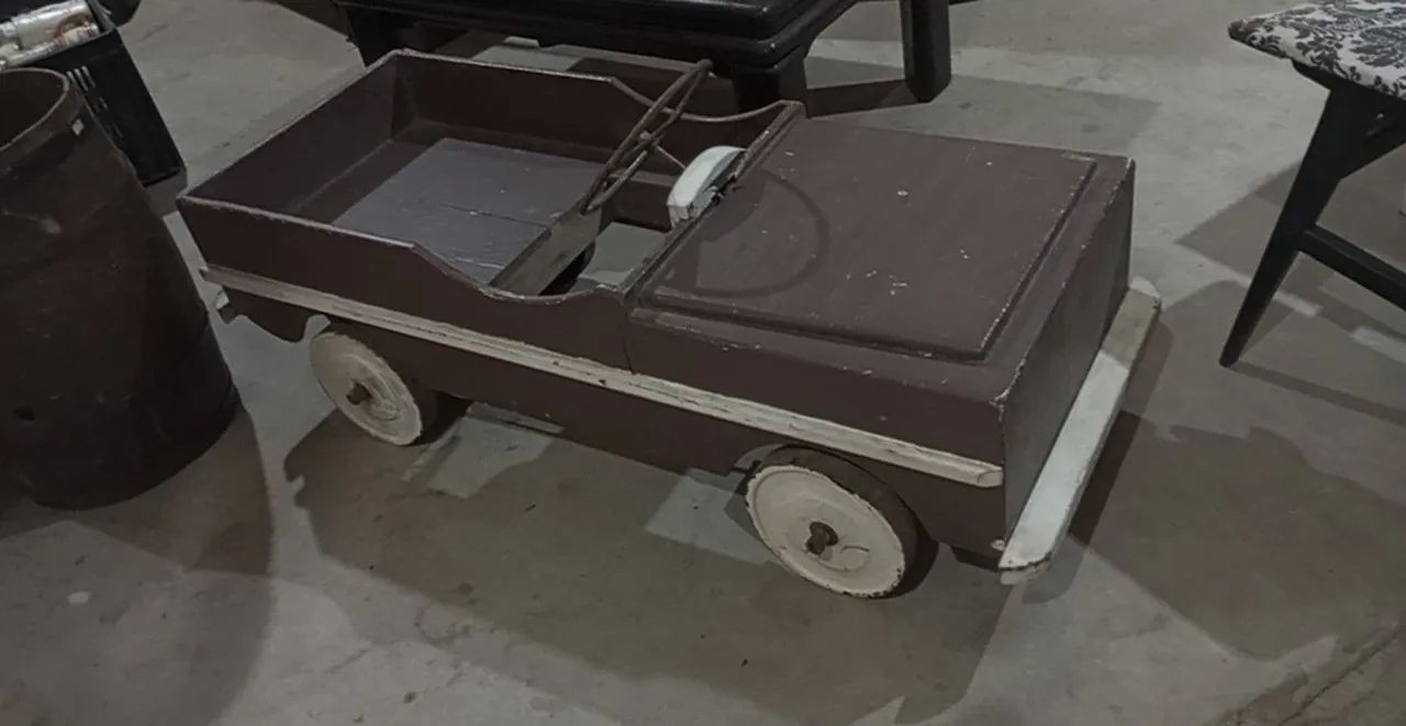 Pedalinho antigo em madeira  - Foto 4