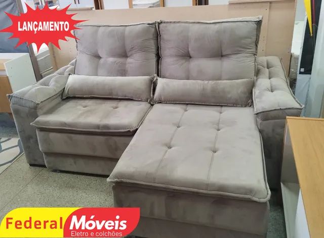 Sofá Retrátil e Reclinável 2,20m Oferta D33 Veludo Confortável - Entregamos - Foto 2