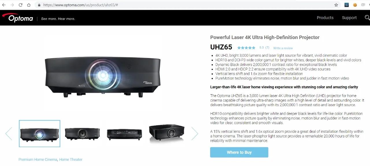 Projetor Optoma UHZ65 - Laser 4K UHD - Foto 2