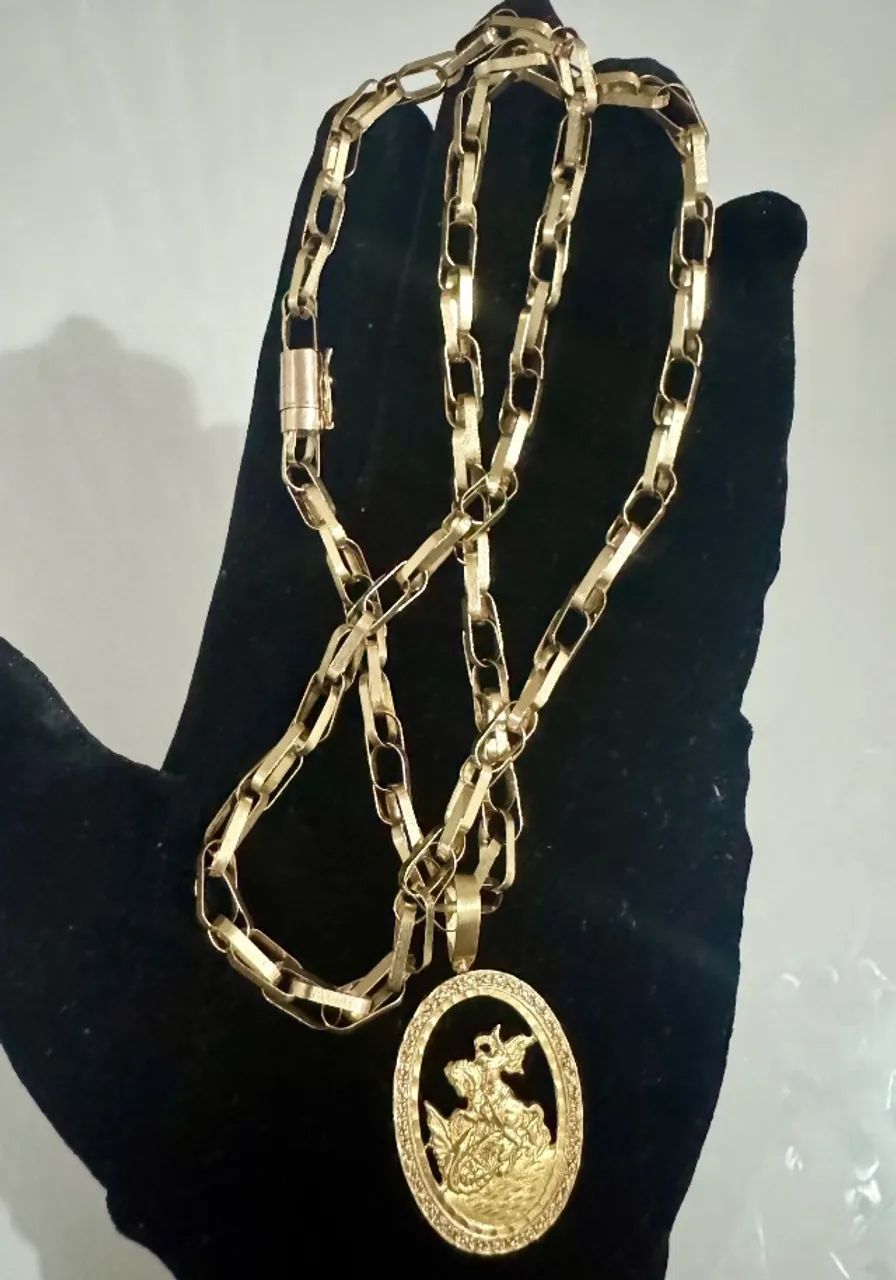 Ouro corrente e pingente 18k - Foto 2