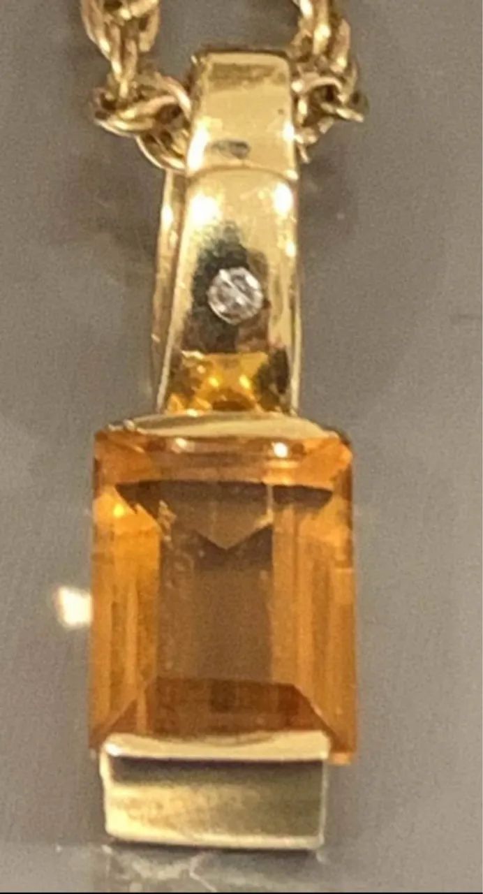 Brincos e pingente ouro 18 k e topázio imperial! - Foto 5
