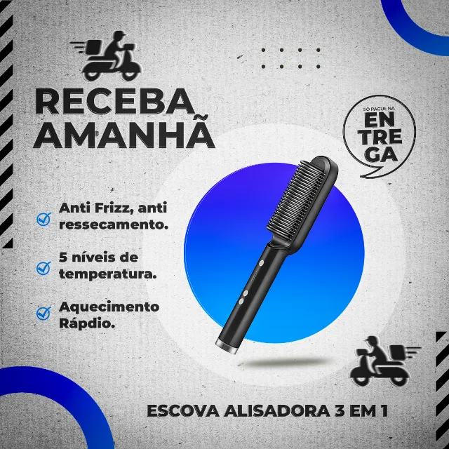 Escova Alisadora !!ATUALIZADA!! 3 em 1- ! PAGUE SÓ NA ENTREGA !