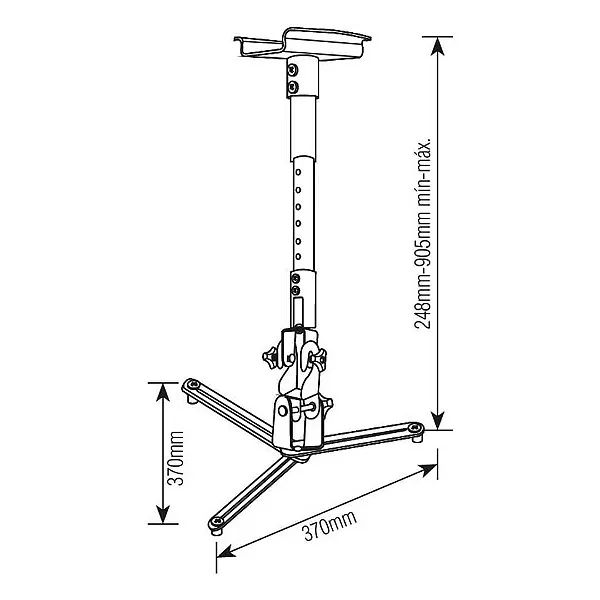 Suporte de Projetor Datashow para Teto ou Parede com Extensão, Preto - Brasforma  - Foto 6