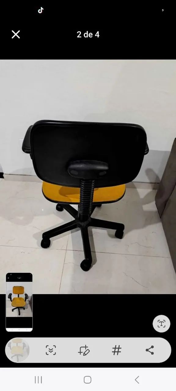 Cadeira de Escritório Giratória Amarela - Foto 2